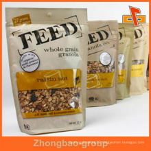 Plastic / Paper Stand Up Ziplock Laminted Seal Packaging Pouch With Clear Window For Granola